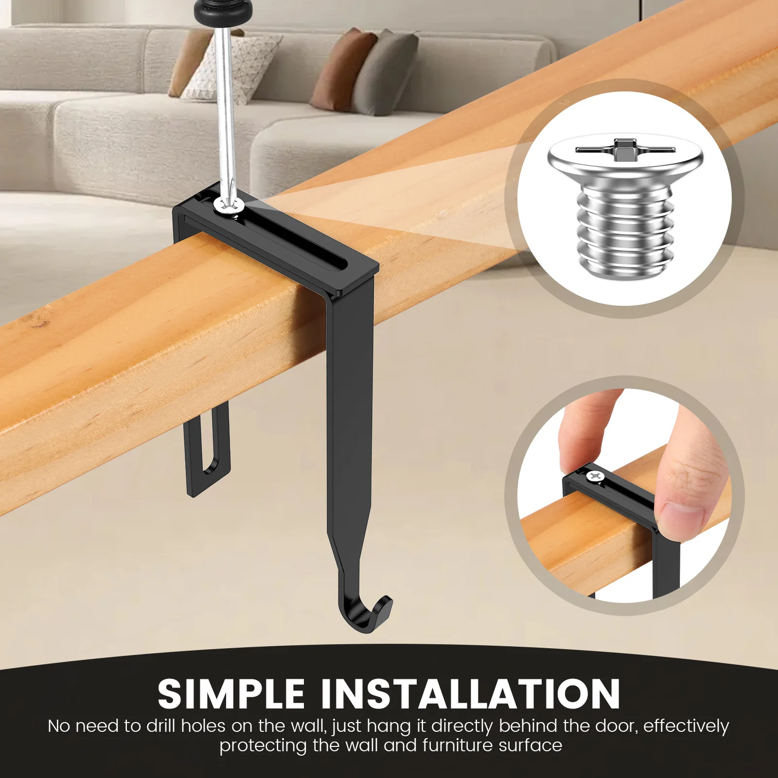 Metal Over Door Hook Adjustable Hanger for Home Storage