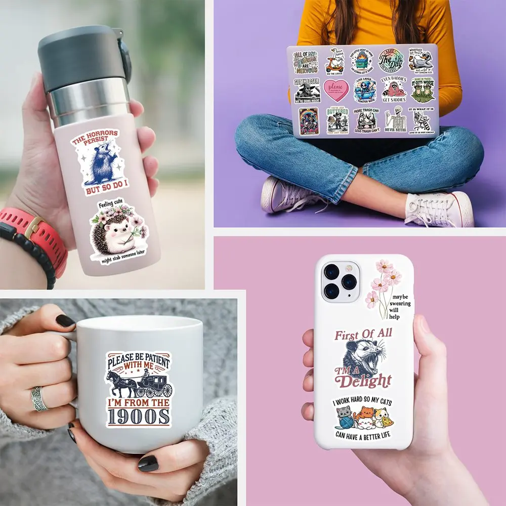 200Pcs Waterproof Funny Quote Stickers Pack - Cool Accessories for Water Bottles, Phones, Laptops, and Cars