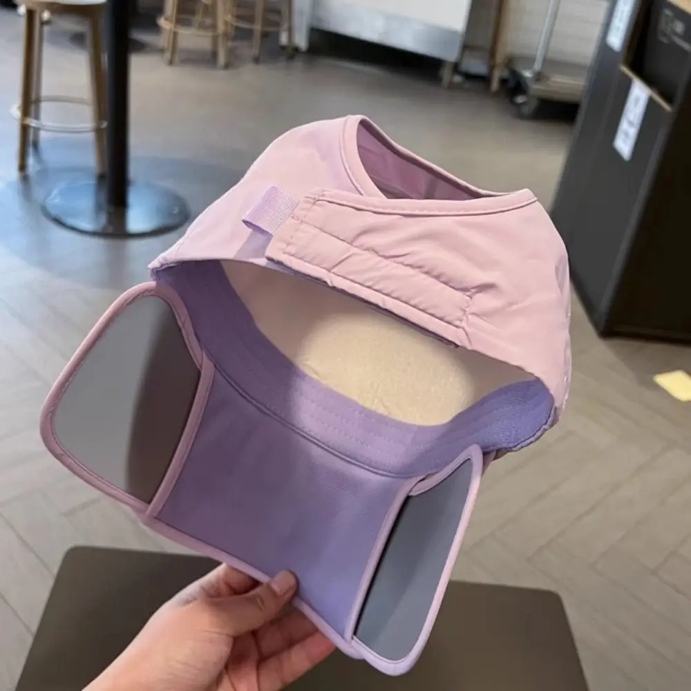 Summer Sunscreen Hat Men Women Thin Retractable Sun Hat Baseball Cap Women Large Brim Visor Shade Cap Ponytail