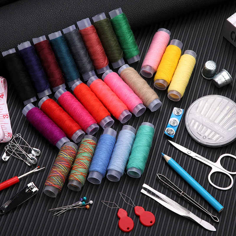 Portable Sewing Kit for Beginners with Thread Needles Scissors