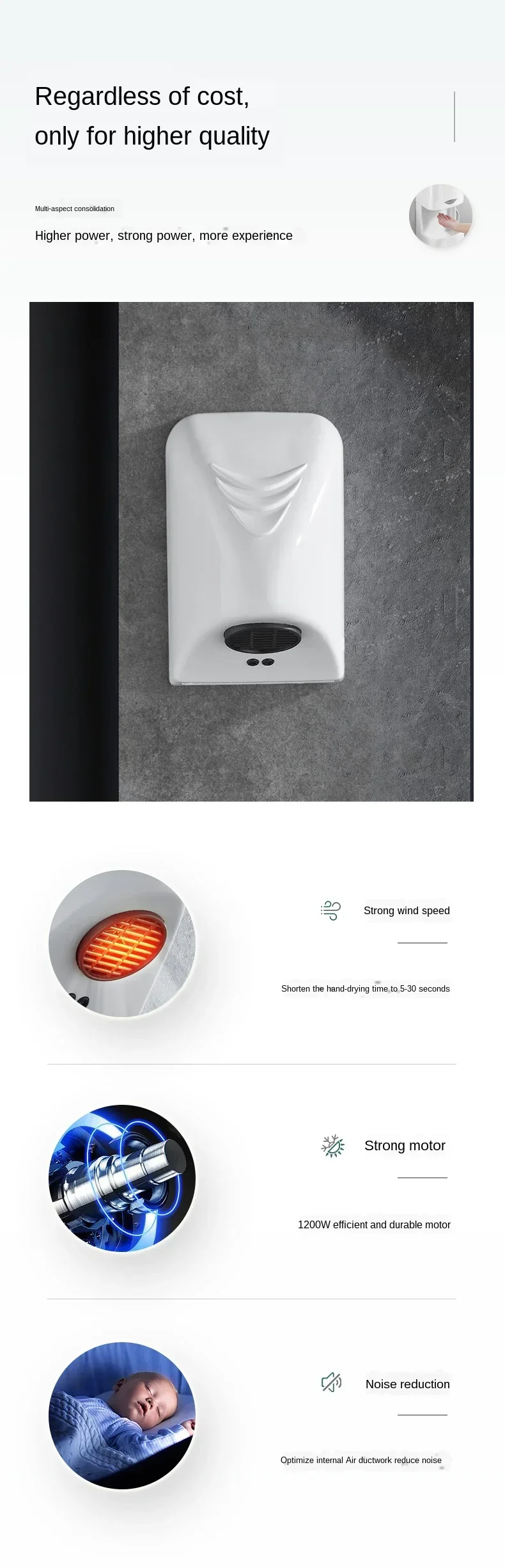 Description Picture 3 of itemHome upgrade bathroom smart hand dryer automatic induction hand dryer bathroom hand dryer hand dryer small hand dryer