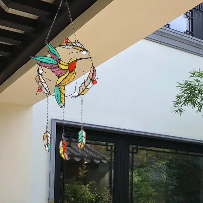 

Колокольчики ветра Колибри, акриловые птицы, солнцезащитные очки, портативные украшения для Колибри, Ловец Солнца для деревьев, окон, сада