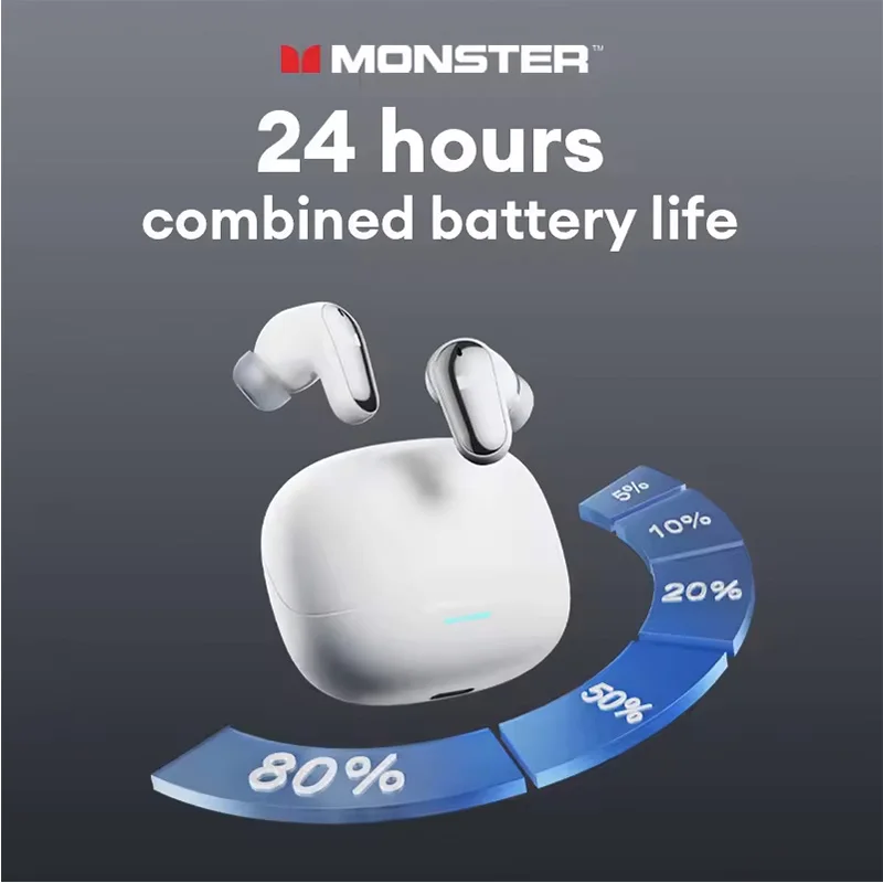 รูปสินค้า หูฟังเกมมิ่งไร้สาย Monster Bluetooth 5.4 แบตเตอรี่ยาวนาน เสียง HIFI