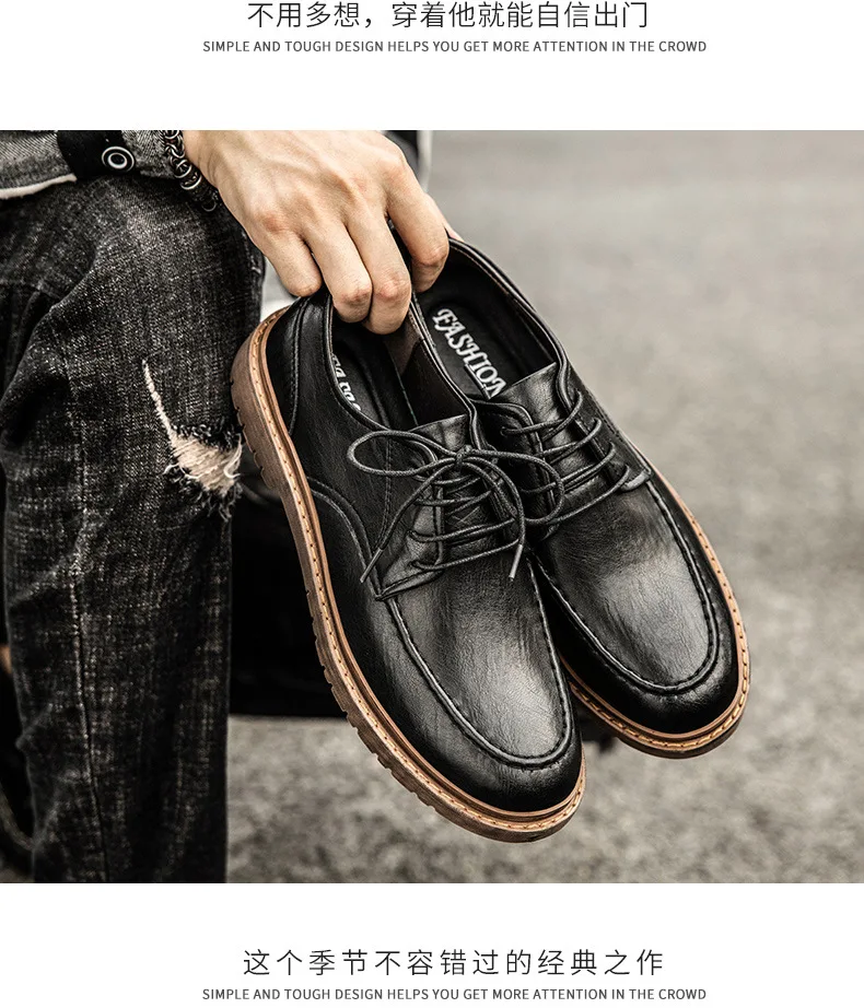 New Men Handmade Loafers Shoes Brogue Casual Shoes Men Genuine Leather Shoes Cargo Work Boots Business Casual Sneakers