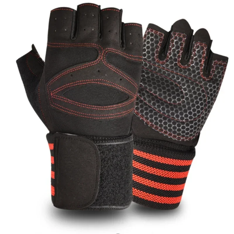 Sports Gloves Anti-skid Wear-resistant Soft Unisex Body Building Training Sports Mitten Lengthened Wristband for Adult sports gloves gym gloves