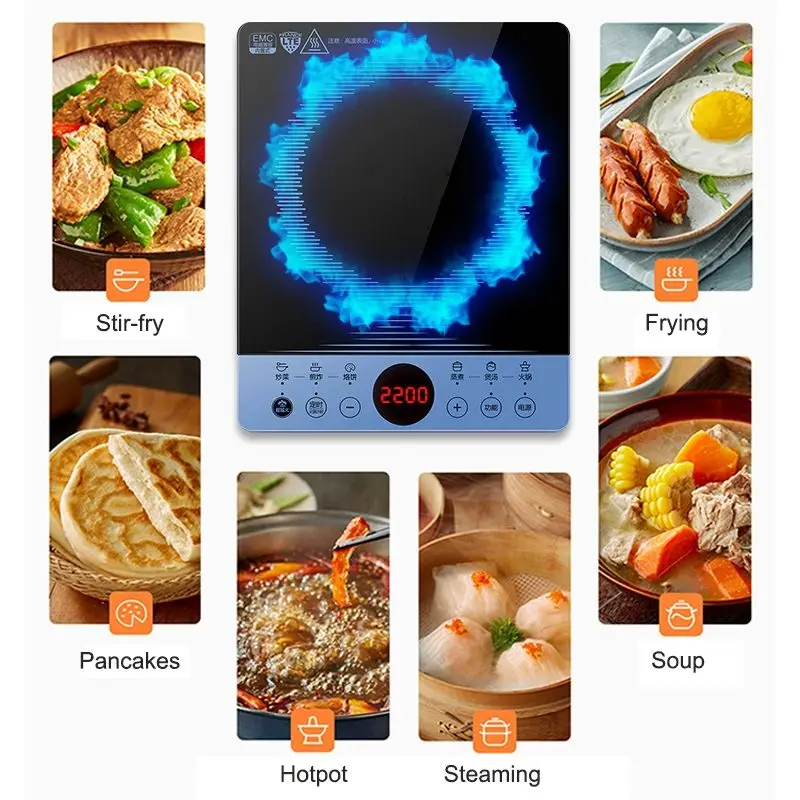 DMWD Household Concave Induction Cooker Electromagnetic Oven Intelligent Touch Control Stove Electric Hot Plate Waterproof 3000W