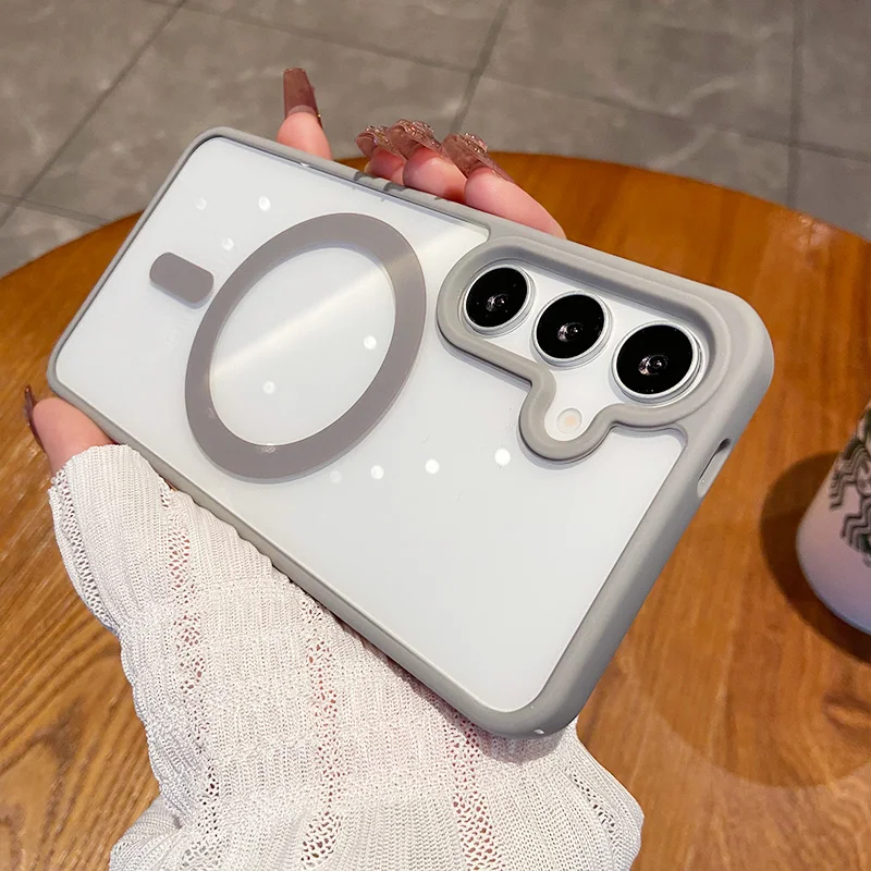 Colour MagSafe Wireless Charge Shockproof Magnetic Bumper Case - Clear