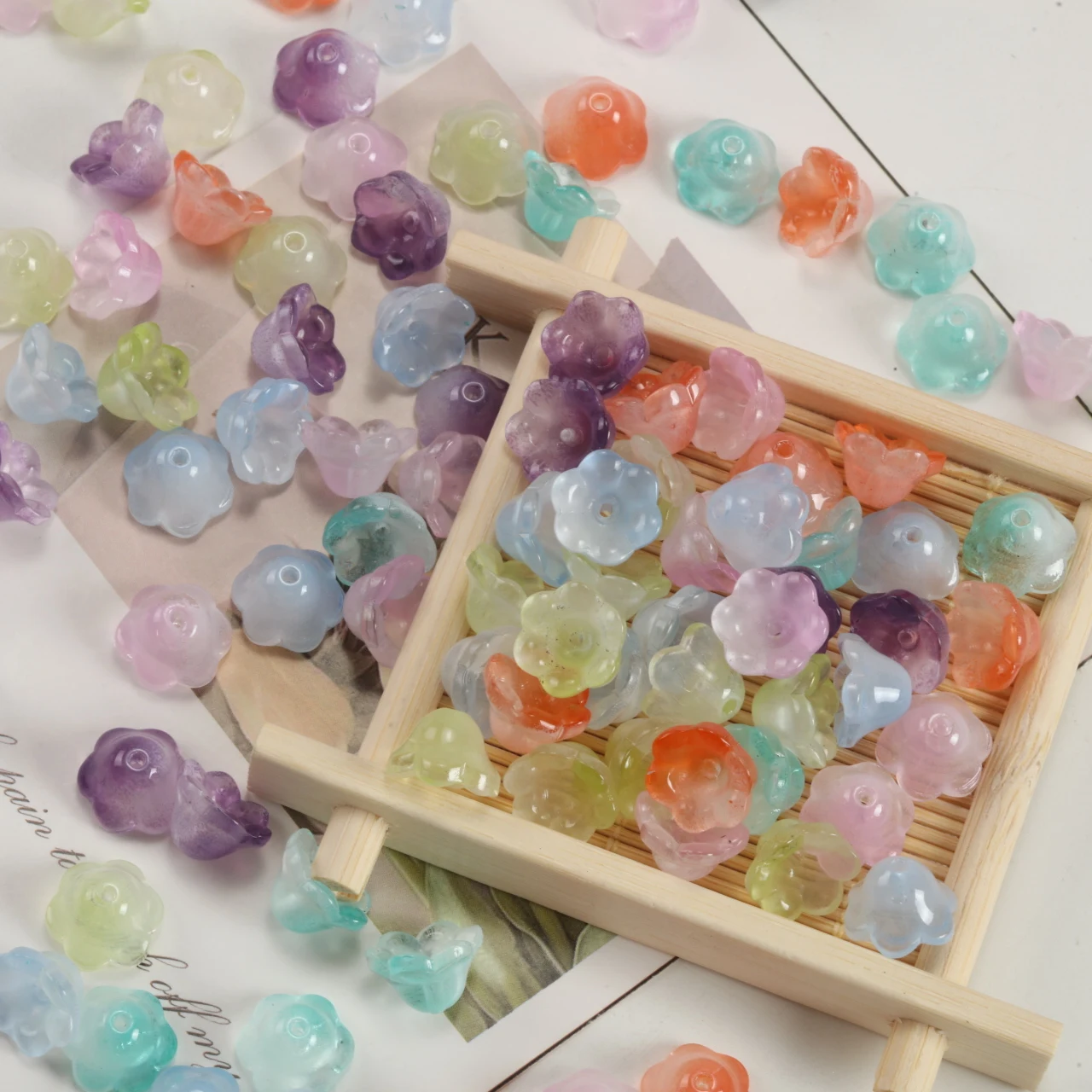 Colorful Lily of The Valley Flower Glass Beads