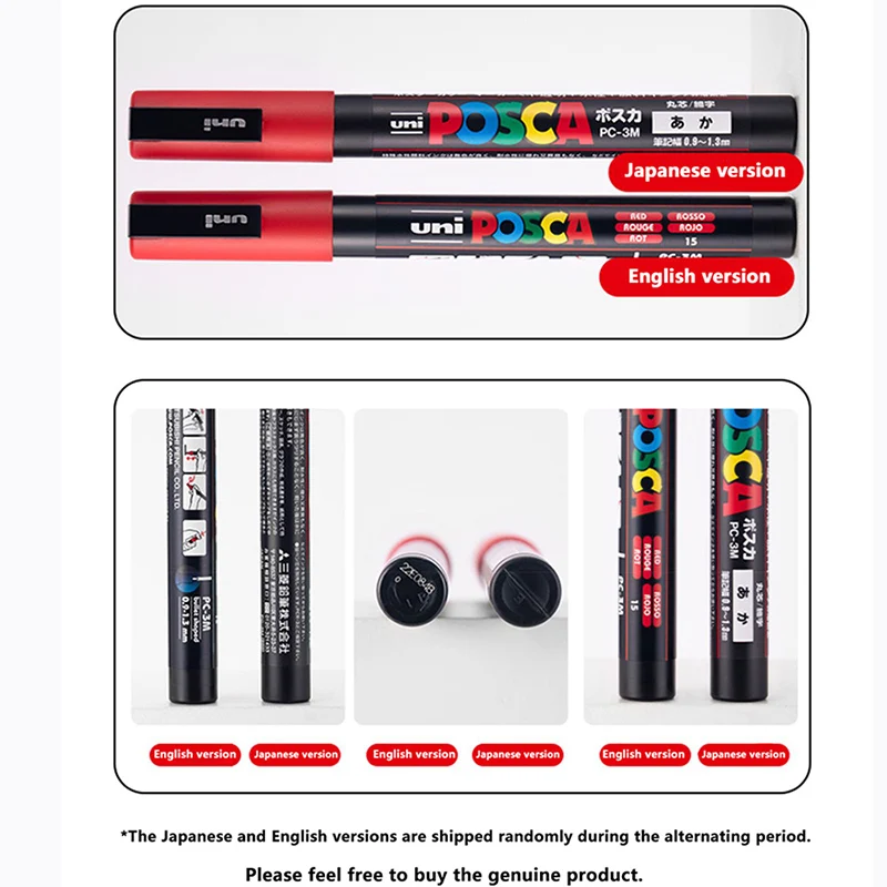 Permanent Markers UNI Posca Markers PC-3M Waterproof DIY Graffiti Manga Cards Posters Rock Ceramic Glass Metallic Craftwork Paint Pen