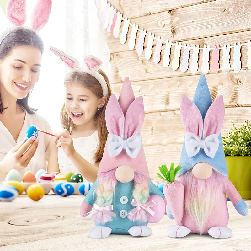 2024 Easter Faceless Gnome Rabbit Doll Spring Easter Party Home Decoration Kids Gift Favors Bunny Egg Carrot Ornament