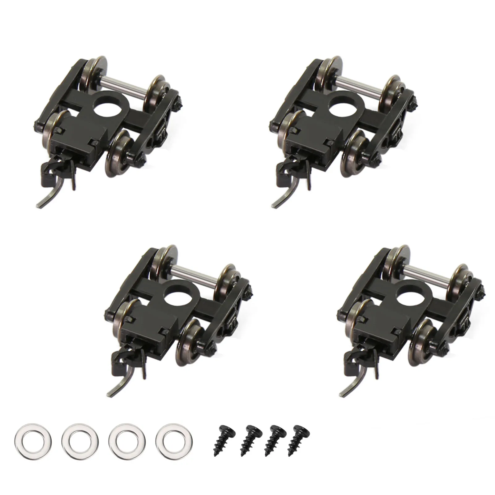 Evemodel4pcsNScale1:160RollerBearingTruckBogieswithCouplers33"MetalDCWheelsetswithScrewsWashersHP03150-AliExpress