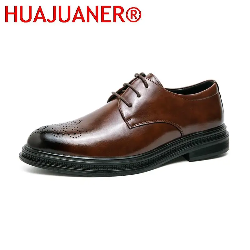 

Oxfords Men Shoes Handmade Brogue Shoes Retro Formal Office Footwear Male Classic Fashion Trend Business Casual Dress Loafers