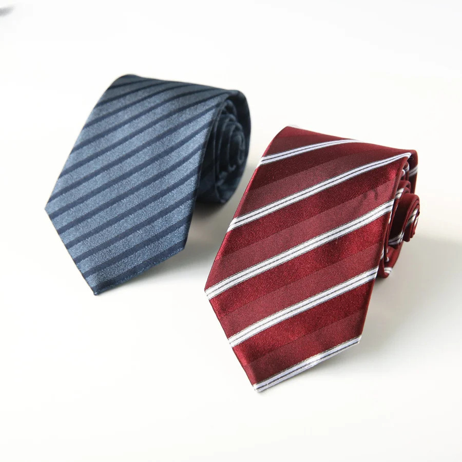 

High Quality Men's Striped Classic Ties for Bridegroom Purple Navy Silver Polka Dots 8cm Slim Necktie for Wedding Skinny Tie