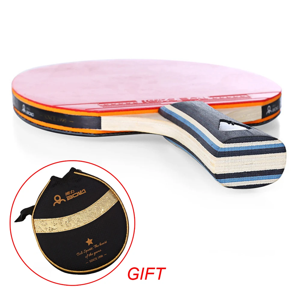 1 Set Table Tennis Racket Strong Rotation Table Tennis Bag 7 Layers Plywood Racket Paddle Long Handle table tennis racket
