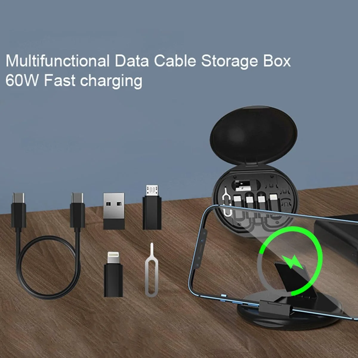 USB to Type C Adapter Charging Adapter Cable Kit Multifunctional USB Data Cable Set Storage Box with Multi USB Charging Adapter Cable Kit Usb To Type C Usb Adapter