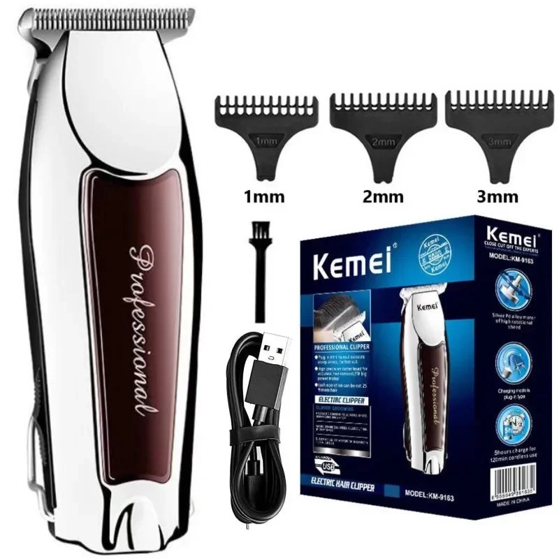 

Kemei Professional Hair Cutting Machine Electric Hair Trimmers Beard Shaver For Men USB Rechargeable Haircut Barber KM-9163