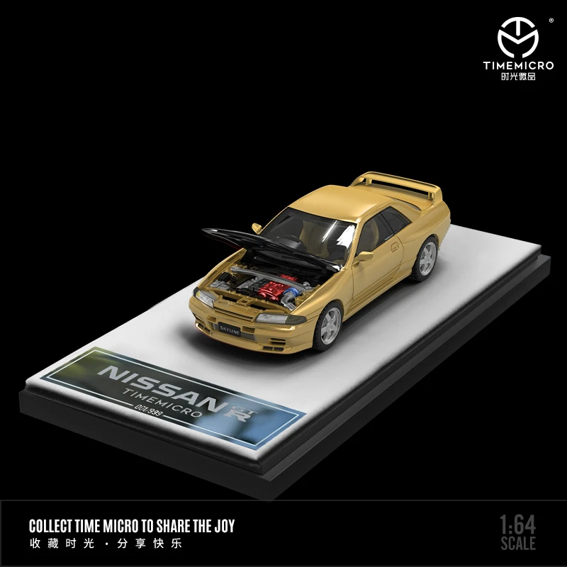 

TIME MICRO 1:64 GTR R32 open cover edition Gold / Rose Red Diecast Model Car