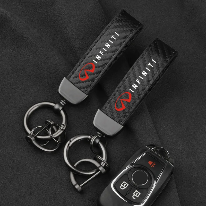 Car Carbon Fiber Keychain Zinc Alloy Keyrings Accessories For Infiniti