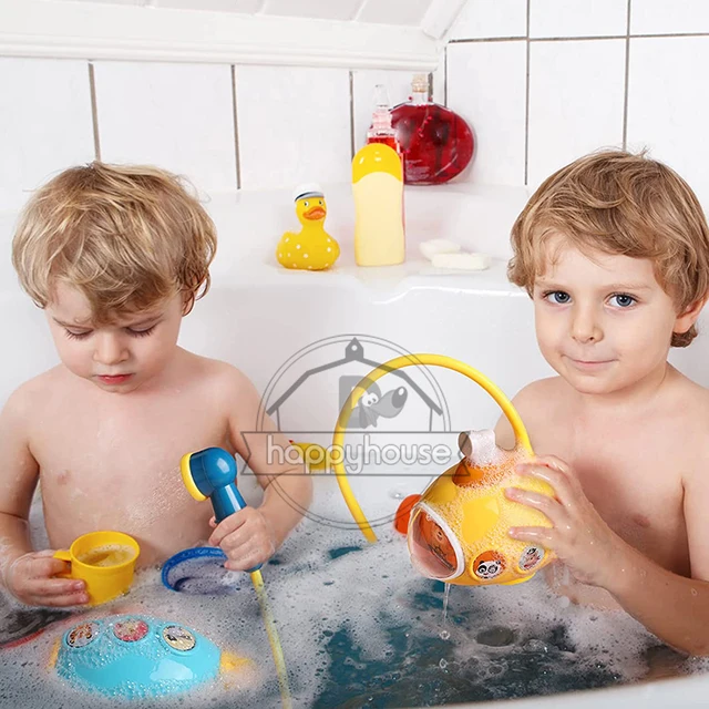 Juguetes de baño para niños pequeños Bebé 1 2 3 años Niños Niñas Juguetes  de bañera con 2 tazas de juguete Ventosas potentes Zhivalor WMPH-705