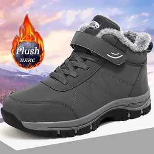 Comprar Botas de invierno para hombre y mujer, zapatillas impermeables de  cuero de felpa, zapatos de caza para escalar, botas de senderismo cálidas  para exteriores con cordones Unisex para hombre