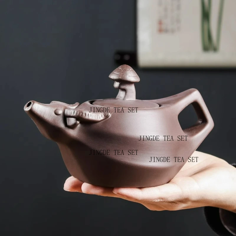 400ml/600ml Yixing Purple Clay Large Capacity Bull Qi Soaring Teapot Handmade Tea Maker Household Tea Set