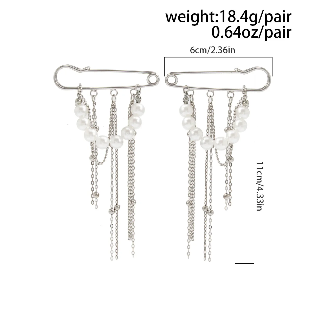 Retro Sweet Imitation Pearl Metal Chain Tassel Pendant Pin Pants Foot Chain