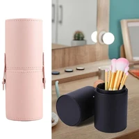 Makeup Brush Storage Bucket PU Leather Hasp Makeup Brush Holder Travel Portable Cosmetic Brush Organizer Eyebrow Pencil Holder 2