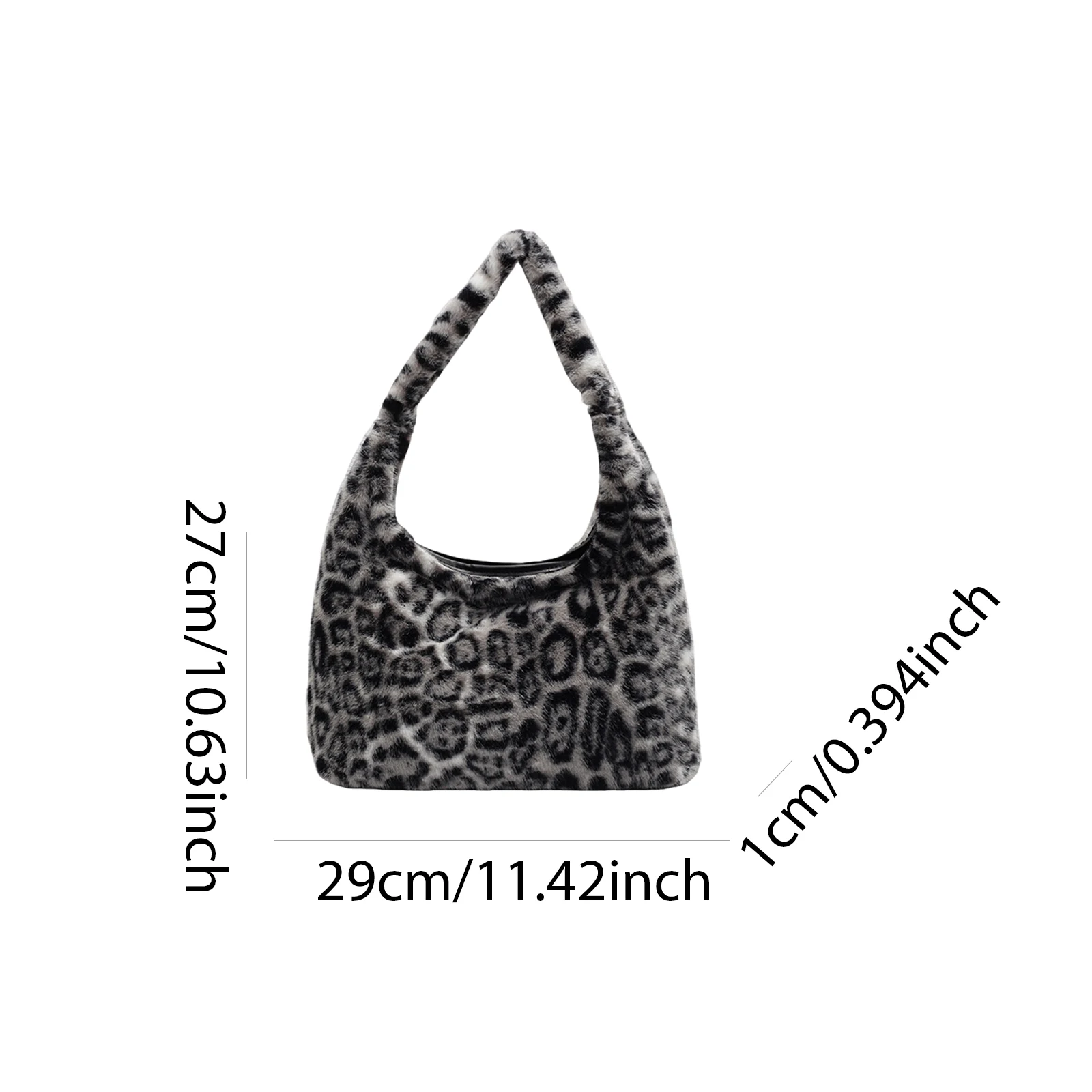 Stylish Shoulder Bag Large Capacity Fluffy Tote Handbag Leopard Print Plush Shoulder Bag Commute Handbag
