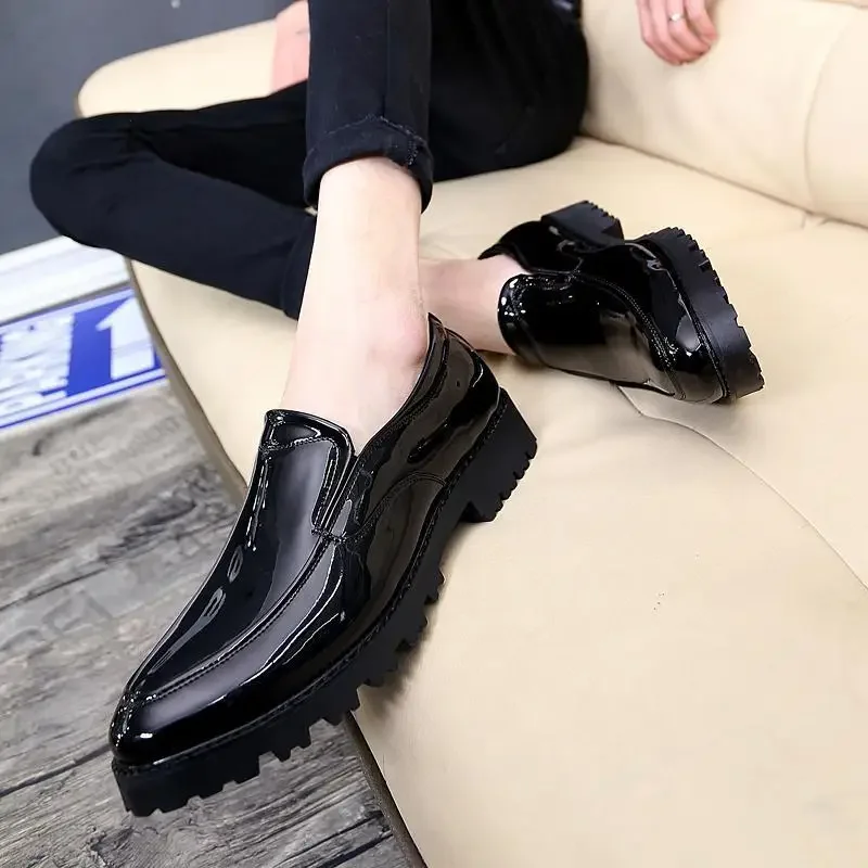 

Leather Shoes Men's Formal Wear Korean Style British Casual Boys Black Leather Shoes Business Formal Wear Dress Shoes