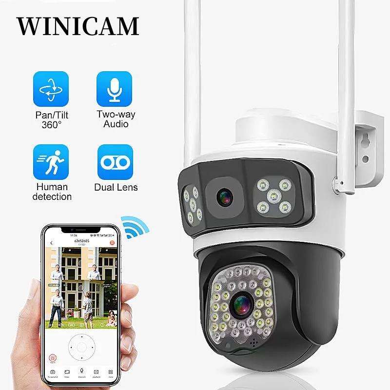 IP 카메라 와이파이 듀얼 카메라 렌즈 시스템, PTZ 홈 보안 카메라, 4 배 줌 CCTV 카메라, P2P 스피드 돔 카메라, 8MP UHD V380APP 