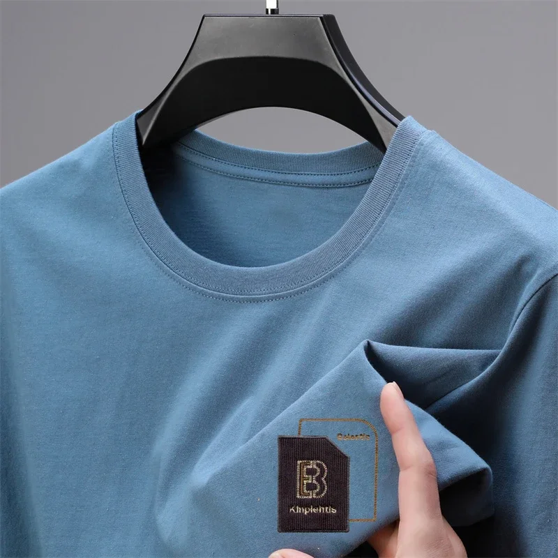 Men-s-Round-Neck-Cotton-Short-Sleeved-T-shirt-Summer-Casual-Comfortable ...