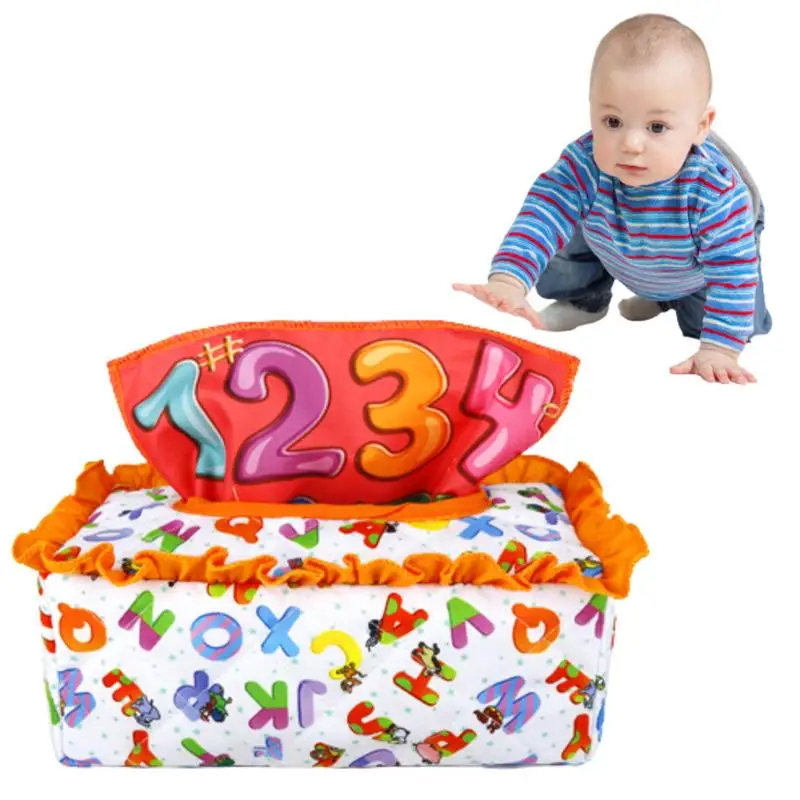 

For Toddlers Magic Toddler Infant Baby Tissue Box Pull Along Activities Colorful Scarves Magic Plush Tissue Box Educational