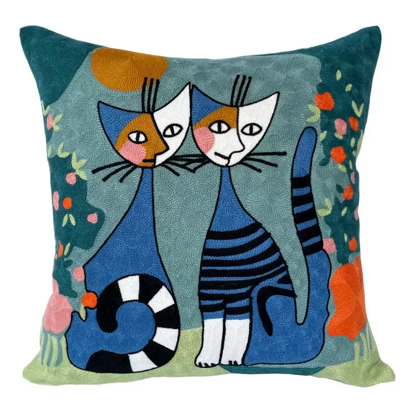 Decorative Pillowcases with Picasso Abstract Paintings, Embroidered Cushions Covers 4
