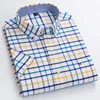 New in shirt Plus Size 7XL summer Short sleeve shirts for men 100%cotton striped plaid tops slim fit formal white office clothes 4