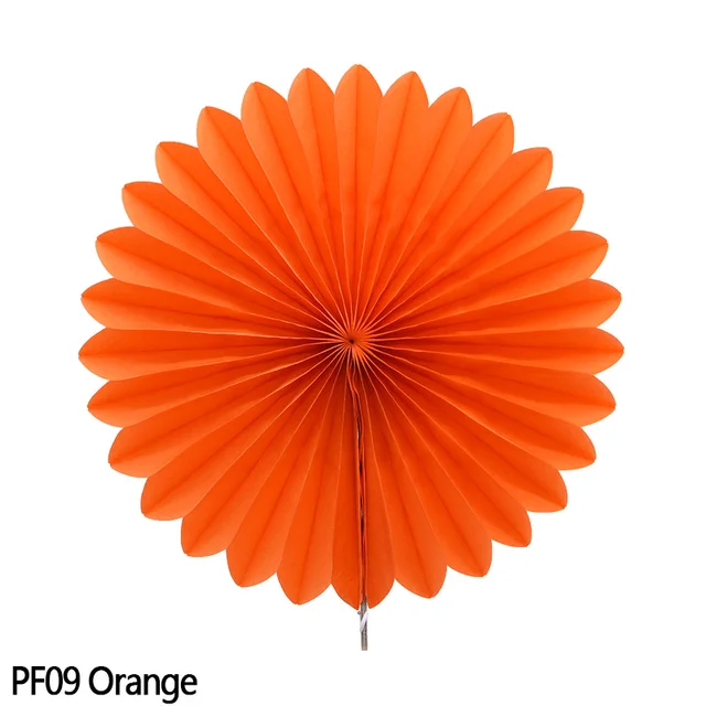 5pcs 10-30cm Color Tissue Paper Cut-Out Paper Fans Pinwheels Hanging Flower Paper Crafts for Wedding Party Birthday Decor Suppli PF09-Orange