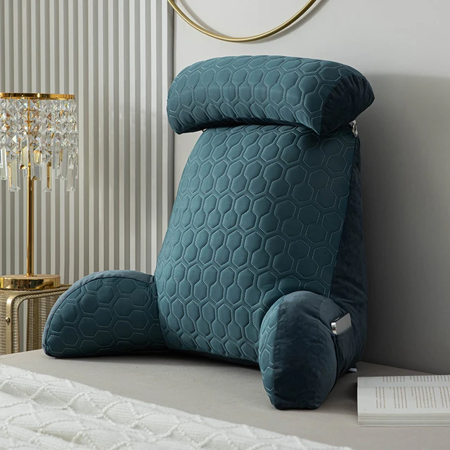 Oreiller de lecture oreiller de lit Standard, coussin de dossier pour s'asseoir dans le lit avec housse lavable, oreiller de bras de chaise avec poches 1