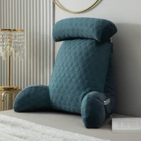 Reading Pillow Standard Bed Pillow, Back Cushion for Sitting Up in Bed with Washable Cover, Chair Arm Pillow with Pockets 1