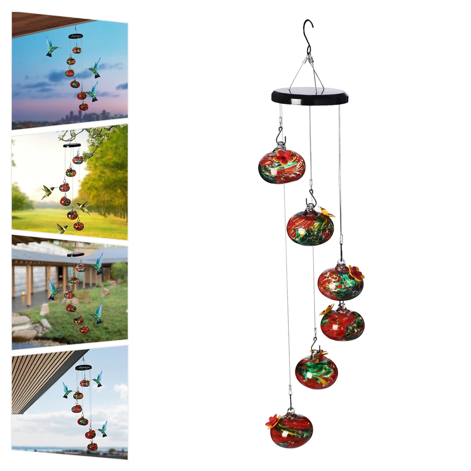 Charming Glass Hummingbird Feeder for Outdoor Decor