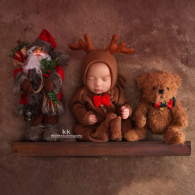 

Dvotinst Newborn Baby Photography Props Christmas Santa Clause Bear Deer Outfits Backdrop Theme Set Studio Shooting Photo Props