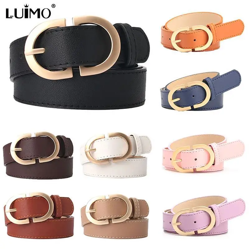 

Simple Fashion Metal Buckle Leather Belts For Women Thin Belt Denim Jeans Dress Skirt Retro Decoration Waistband