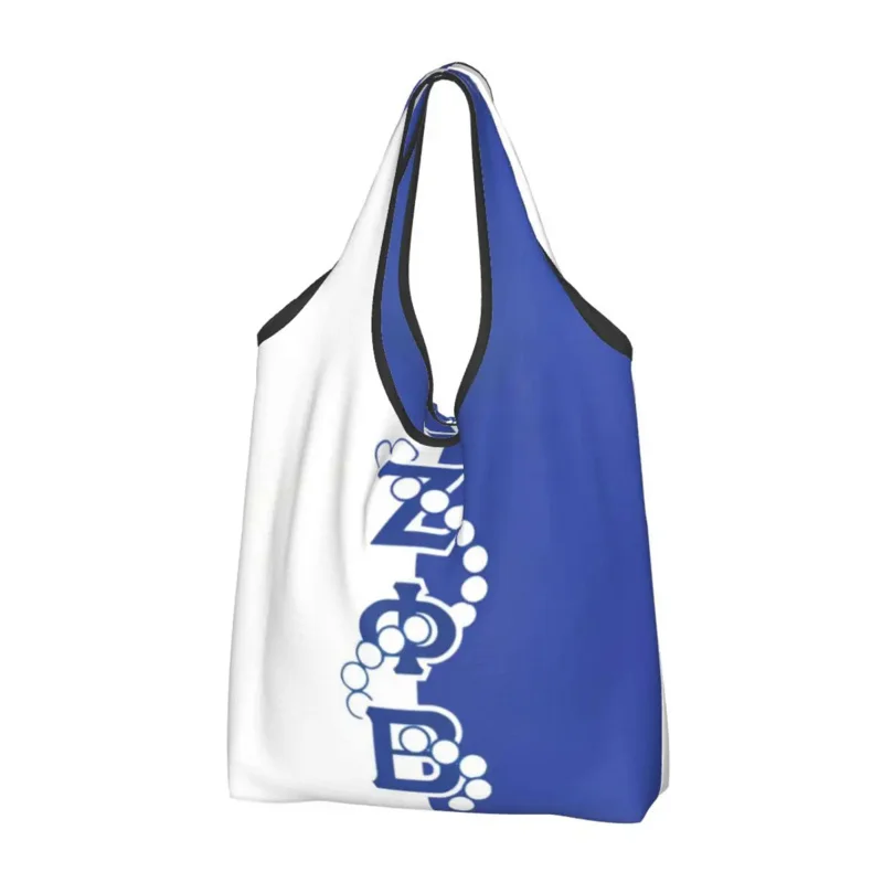 

Zeta Phi Beta Logo Grocery Shopping Tote Bags Women Fashion ZOB Sorority Shoulder Shopper Bag Big Capacity Handbag