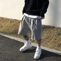 Summer Men's Shorts 100% Cotton Soft Knee Length Shorts Solid Gray Customized Cargo Short High Quality Casual Gym Sports Trunks 2