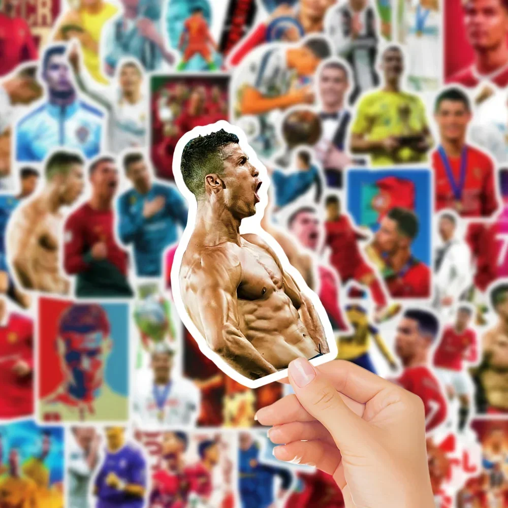 50Pcs Football star ronaldos Graffiti Waterproof Skateboard Travel Suitcase Phone Laptop Luggage Stickers DIY Kids Girl Stickers