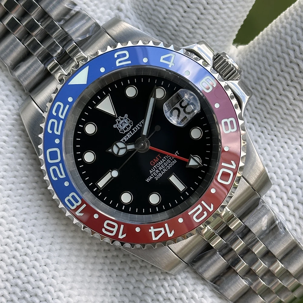 NH34 Movement New Watch 2025 Four Hands G M T STEELDIVE 41MM