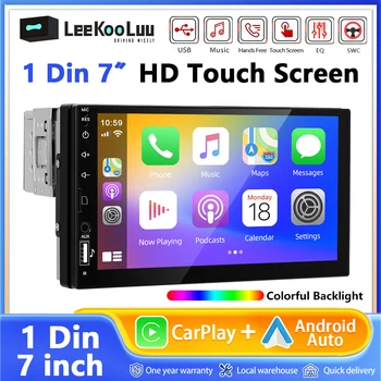 LeeKooLuu 1 Din 7 "HD Universal reproductor MP5 para coche Bluetooth Radio FM inalámbrico Carplay Android Auto reproductor Multimedia USB/SD/AUX-IN 1