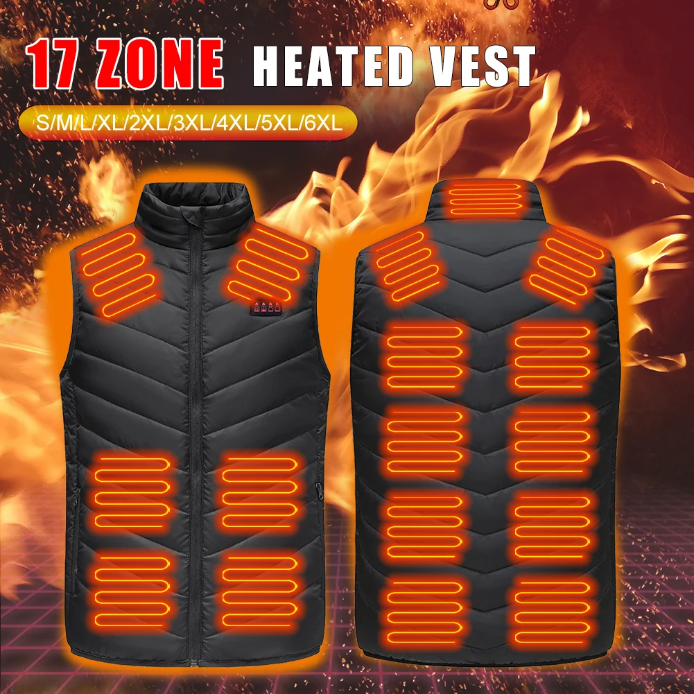 

New Winter Vest 17 Heating Zones Electric Heated Men Women Vest 3 Speed Adjustabl Intelligent Heating Thermal Vest Jacket Warmer