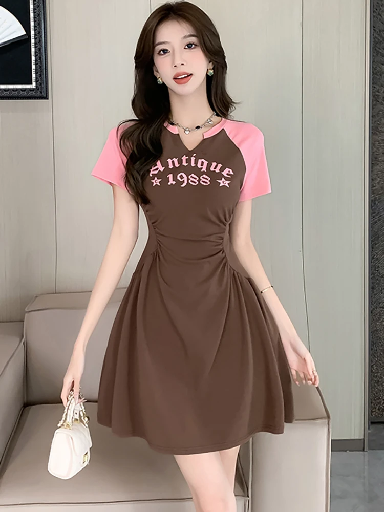 Women Elegant Casual Preppy Style Short Dress Summer Black Patchwork White  Short Sleeve Dress 2025 Korean Bodycon Print Dresses - AliExpress 200000345