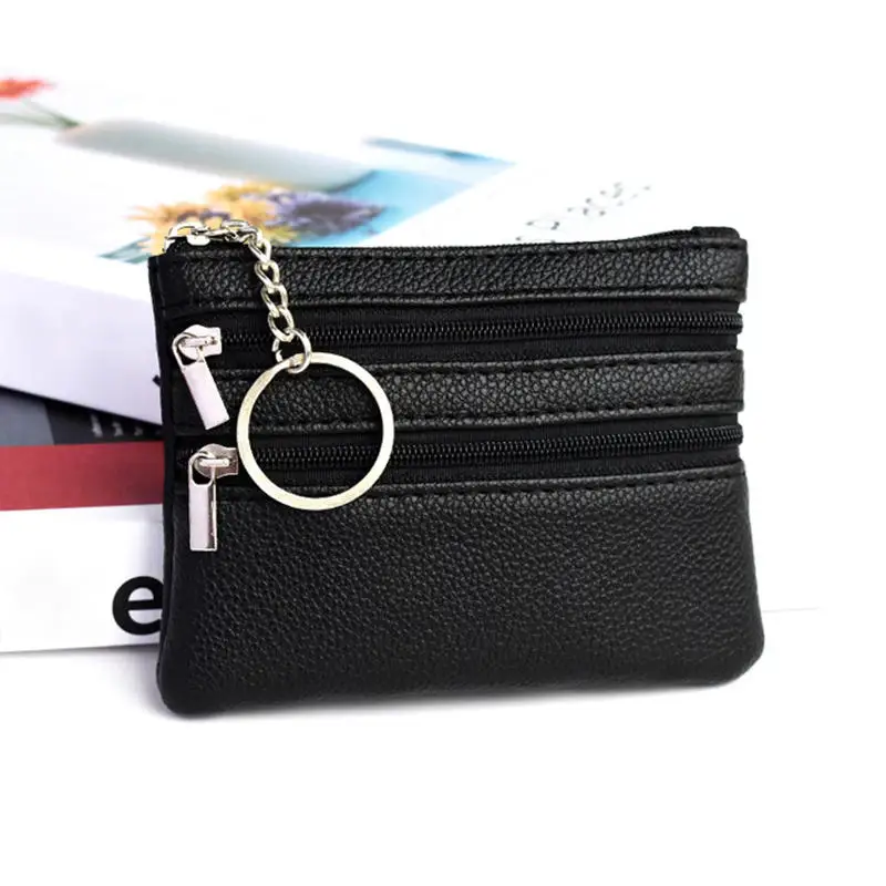 Premium PU Leather Coin Purse with Key Ring - Waterproof and Wear-Resistant Credit Card Holder