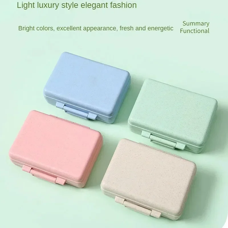 8 Grids Organizer Container For Tablets Travel Pill box With Seal Ring Small Box For Tablets Wheat Straw Container For Medicines
