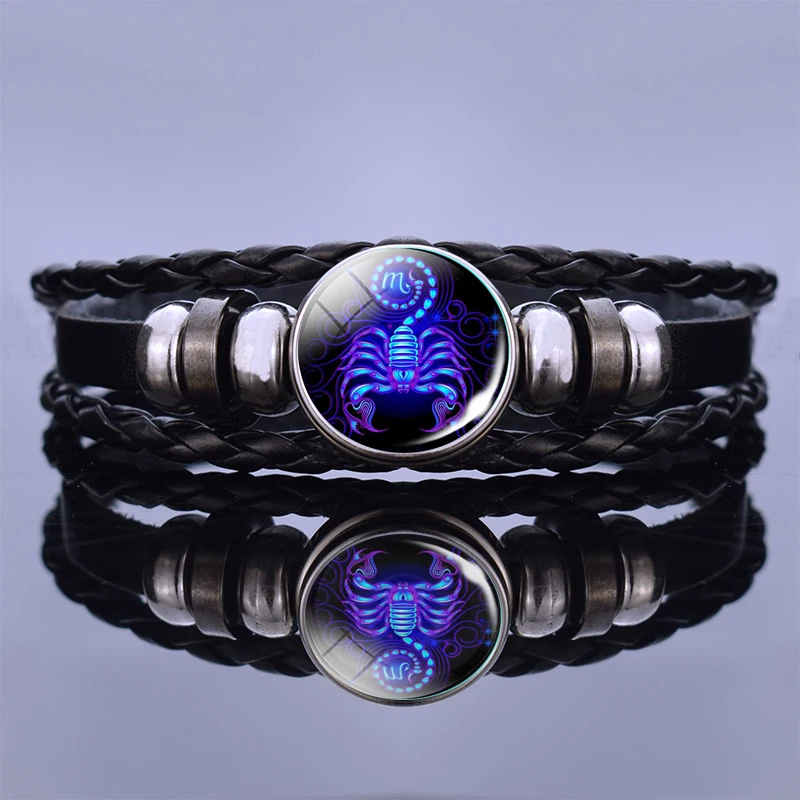Bracelet En Cuir Tressé Homme Avec Fermeture Magnétique - 21 Cm, Style Constellation/nœud Celtique